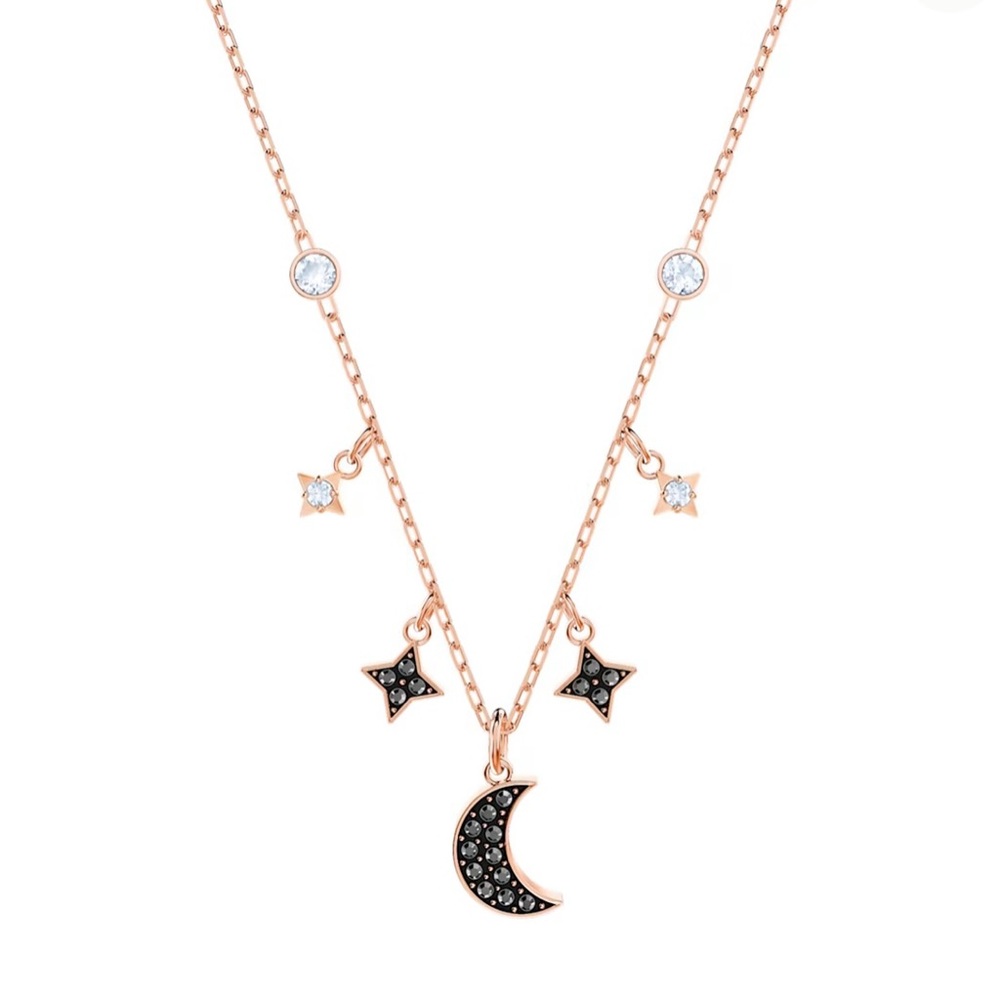 Swarovski Symbolic Moon & Stars Celestial Rose Gold Necklace